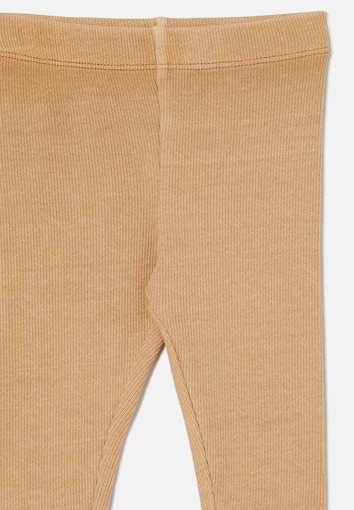 Cotton On - The row rib skinny legging - washed taupy brown