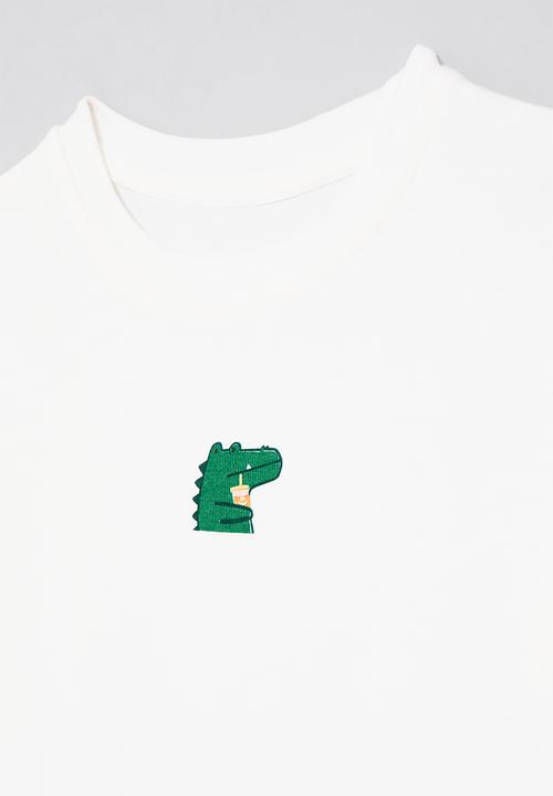 Pop Candy - Dino print crew neck tee-white