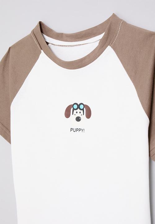 Pop Candy - Reglan tee - brown & white