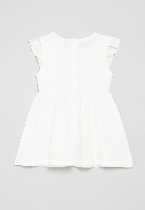 Pop Candy - Frilled textured dress-white