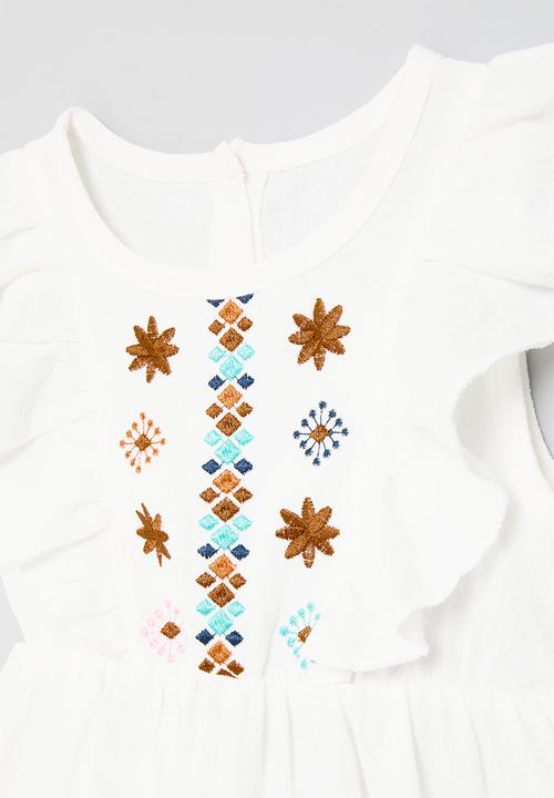 Pop Candy - Frilled textured dress-white