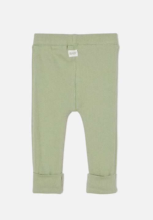 Cotton On - The row rib skinny legging - deep sage button