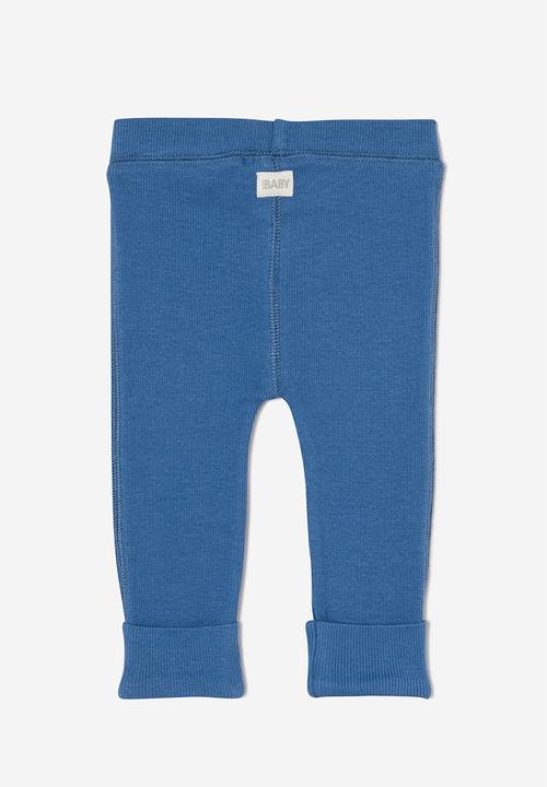 Cotton On - The row rib skinny legging - petty blue button