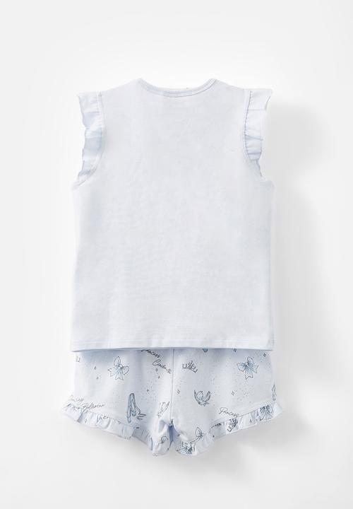 Cotton On - Cinderella stacey flutter short sleeve pyjama set licensed - blue