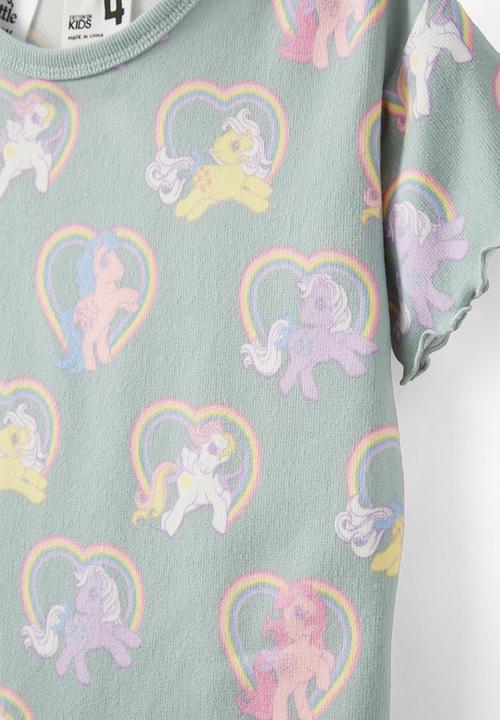 Cotton On - Dani short sleeve pyjama set licensed - lcn has barber blue/mlp hearts