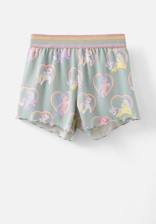 Cotton On - Dani short sleeve pyjama set licensed - lcn has barber blue/mlp hearts