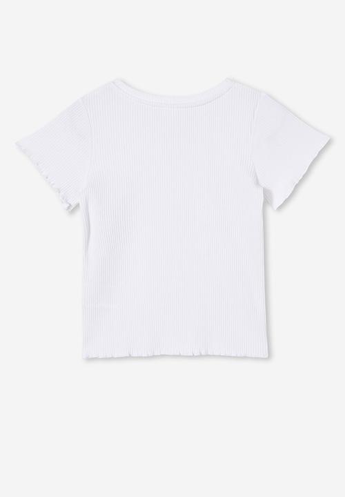 Cotton On - Raya rib baby tee - white rib