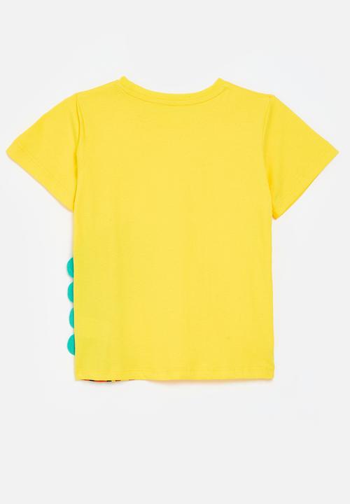 Pop Candy - Dino print tee-yellow & red