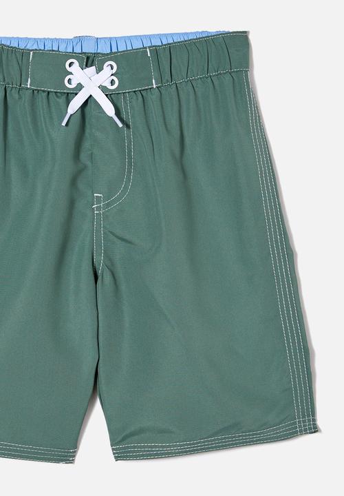 Cotton On - Bobby board short - swag green/white stitch