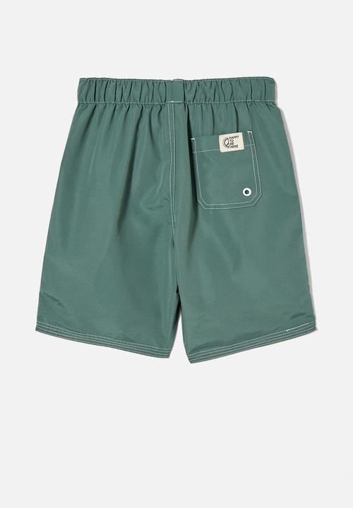 Cotton On - Bobby board short - swag green/white stitch