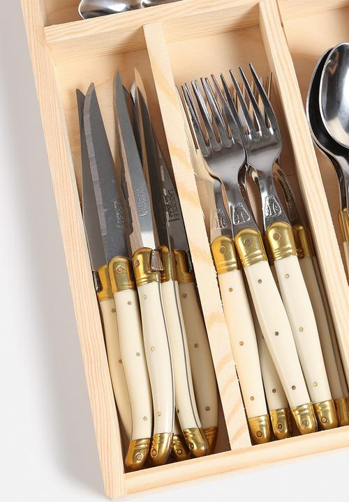 Superbalist Wine & Dine - 24 Pce Ivory Brass Cutlery Set