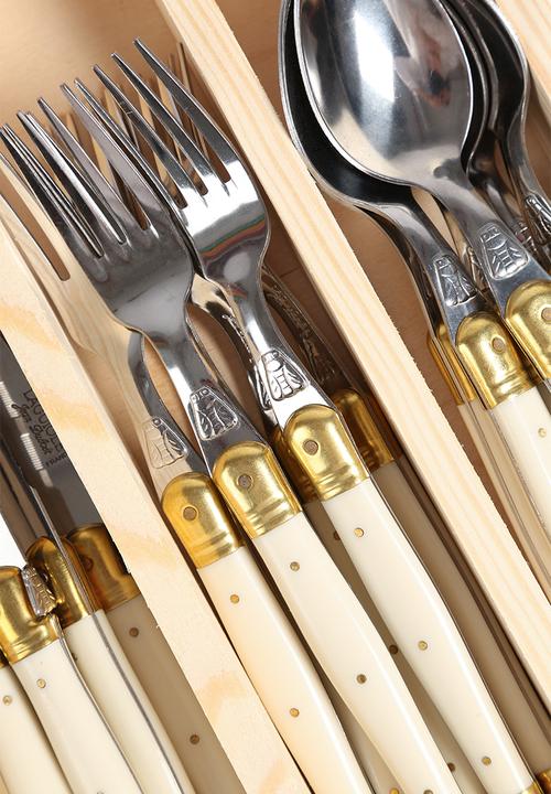 Superbalist Wine & Dine - 24 Pce Ivory Brass Cutlery Set