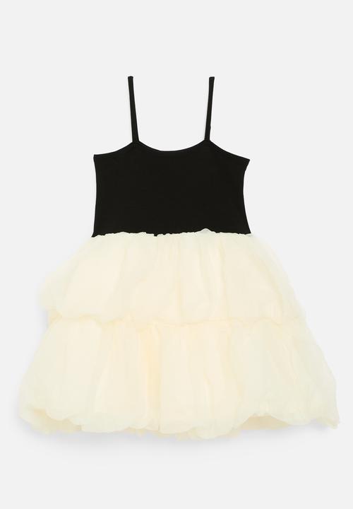 Pop Candy - Colour block tiered dress - black & white