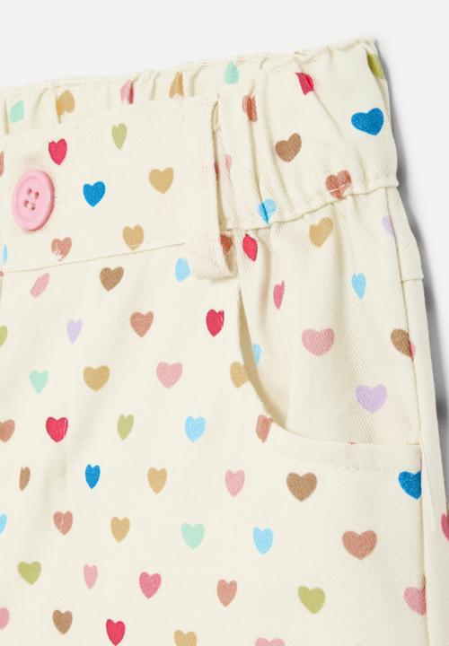 Pop Candy - Heart print shorts - yellow