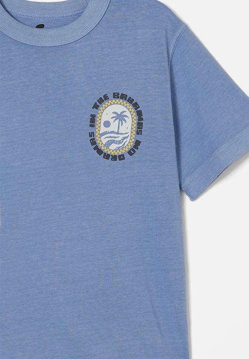 Cotton On - Jonny short sleeve graphic print tee - dusk blue
