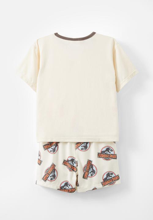 Cotton On - Damon short sleeve pyjama set license - lcn uni jurassic park/ dark vanilla