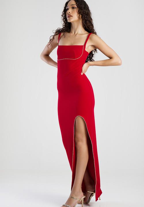 SISSY BOY - In demand: basic maxi dress with rhinestone trim - deep red