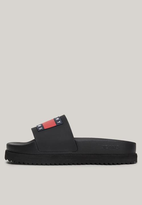 Tommy Hilfiger - Elevated flatform slide - black