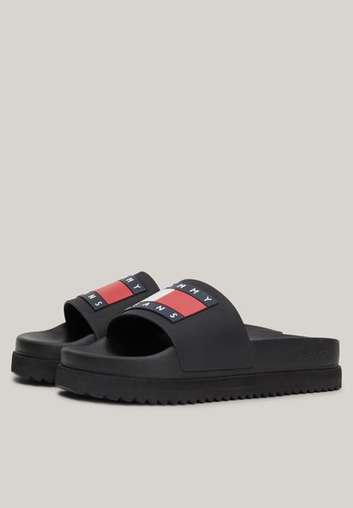 Tommy Hilfiger - Elevated flatform slide - black