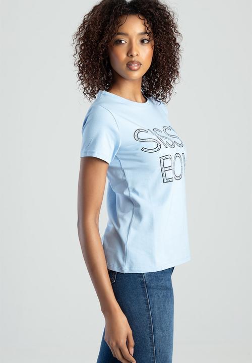 SISSY BOY - Izzie: Regular Fit Multi-Technique Logo Top - White