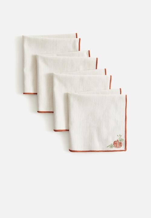 H&M - 4-Pack embroidered napkins - white pumpkin