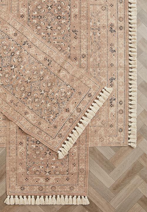 H&M - Fringed patterned rug - light pink patterned