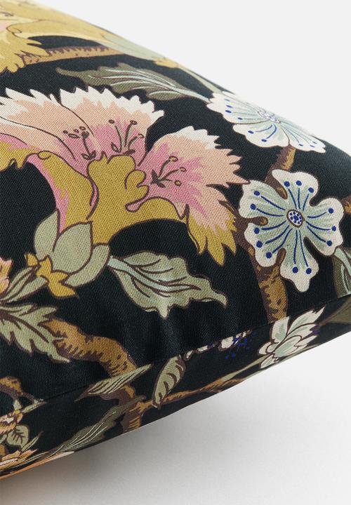 H&M - Patterned cushion cover - dark grey floral