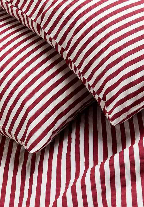 H&M - Cotton double/king duvet cover set - red striped