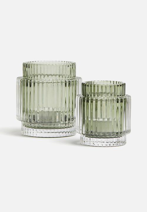 H&M - Glass candle holder - green