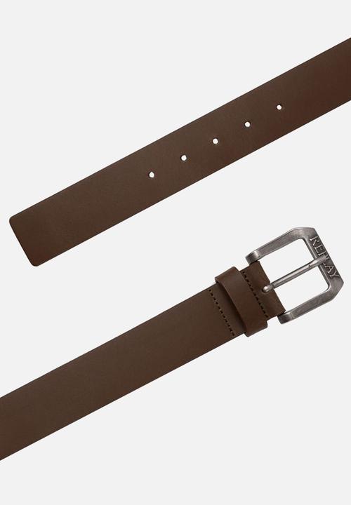Replay - Crust Bufalo Pull-Up Leather Belt - Dk Brown Wood