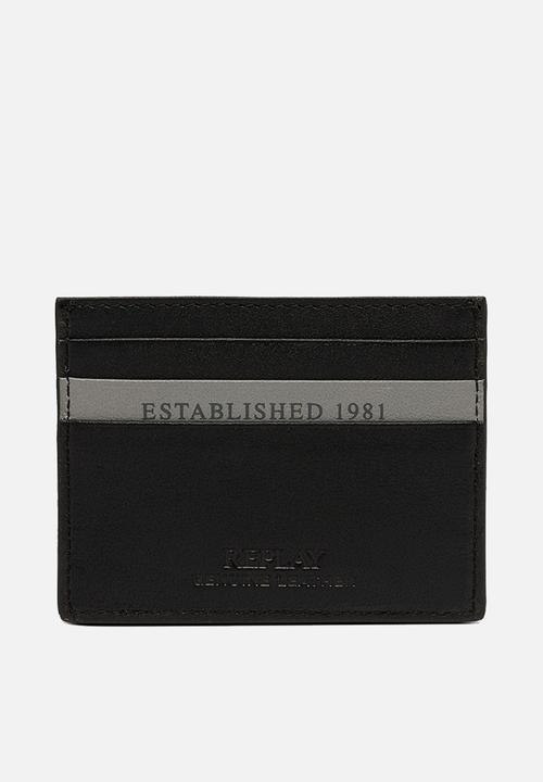 Replay - Sheep Plain Leather Card Holder - Black