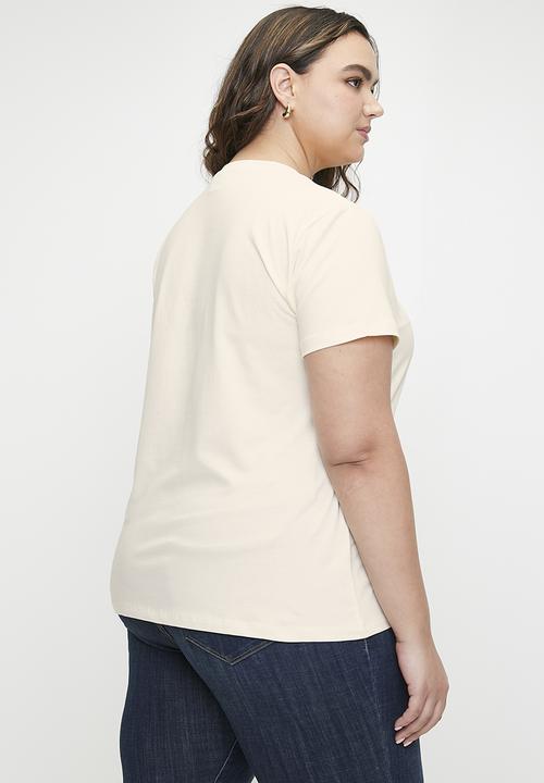 POLO - Plus Wmn Asha Embroidered Short Sleeve T-Shirt - Off White