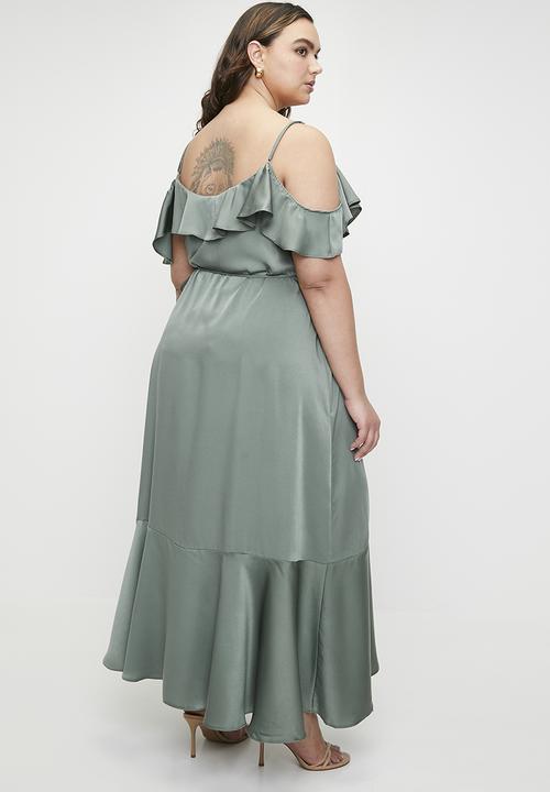 MILLA - Cold shoulder flutter wrap dress - laurel wreath