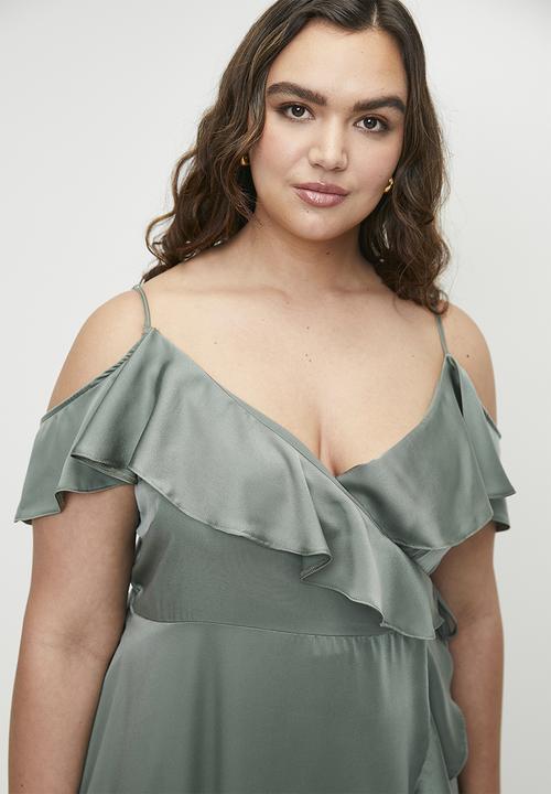 MILLA - Cold shoulder flutter wrap dress - laurel wreath