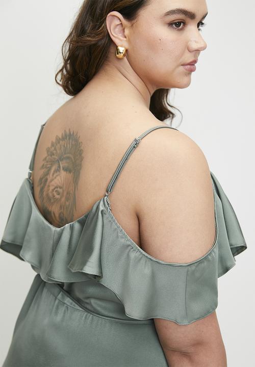 MILLA - Cold shoulder flutter wrap dress - laurel wreath