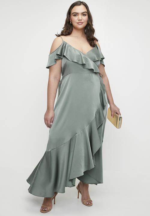 MILLA - Cold shoulder flutter wrap dress - laurel wreath