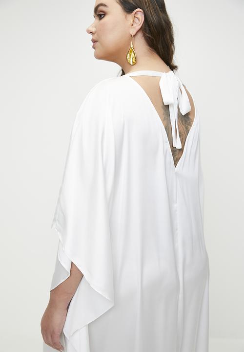 VELVET - Printed satin kaftan dress - yellow painted people.