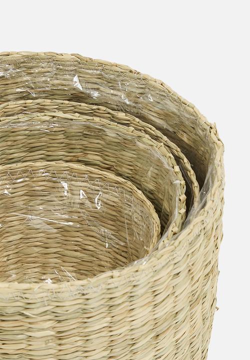 H&S - Lined planter baskets set of 4 - natural