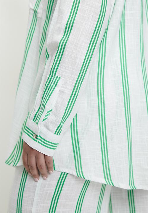 Cotton On - Plus Swing Beach Shirt - Palm Leaf Stripe