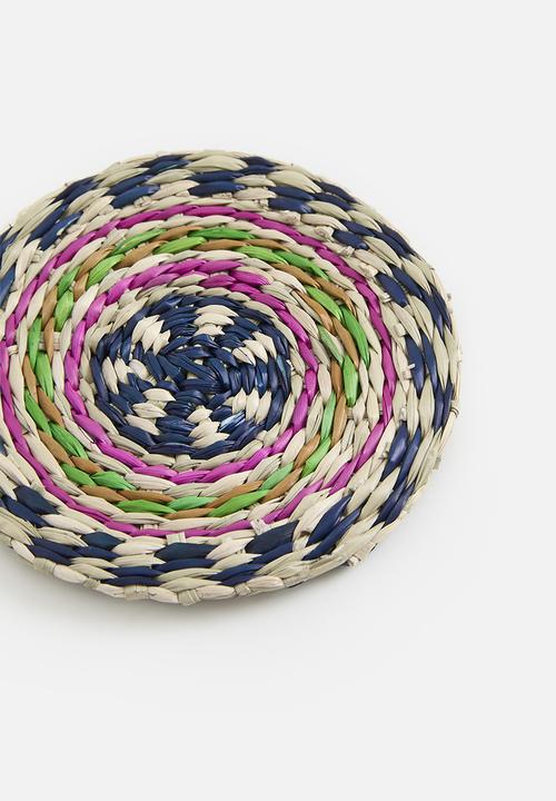 Excellent Houseware - Summer fun coaster set of 4 - Blue
