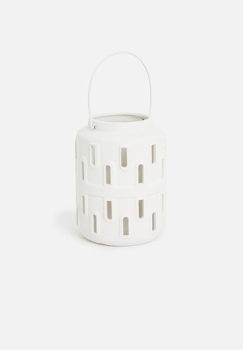 H&S - Lantern with Handle - White