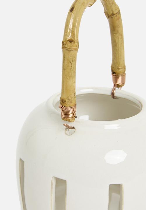 H&S - Bamboo handle lantern - Cream
