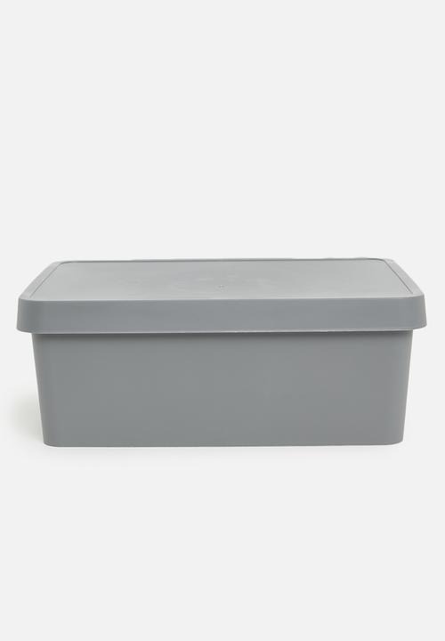 Stack storage box w lid - Charcoal  