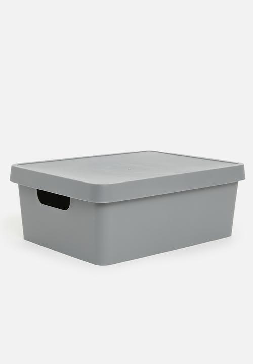 Storage Solutions - Stack storage box w lid - Charcoal  