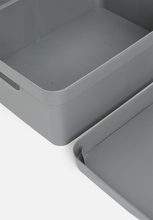 Storage Solutions - Stack storage box w lid - Charcoal  