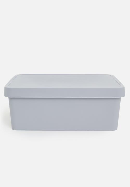 Stack storage box w lid - Grey 