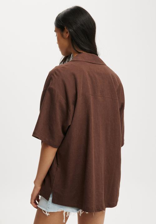 Cotton On - Haven Short Sleeve Shirt - Chocolate