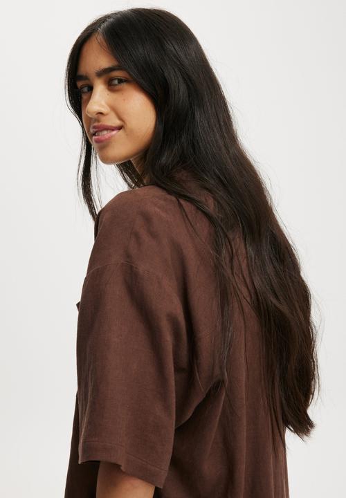 Cotton On - Haven Short Sleeve Shirt - Chocolate