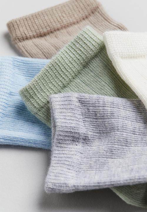 H&M - 5-Pack textured-knit socks - light green light blue