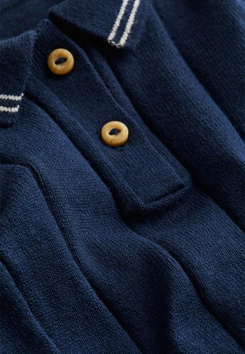H&M - Knitted polo shirt - navy blue